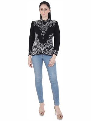 mandarin neck floral wool cardigan - 16641302 - Standard Image - 4