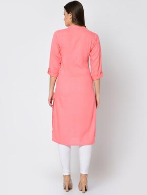 solid straight kurta - 16641607 - Standard Image - 4