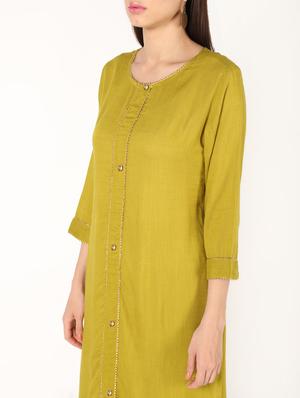 solid straight kurta with gota work - 16641694 - Standard Image - 4