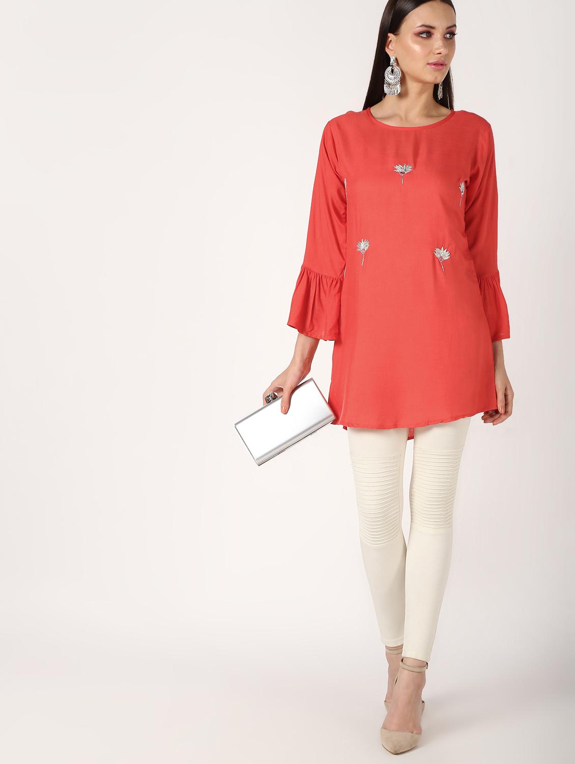 zari embroidered a-line kurti - 16641697 - Zoom Image - 4