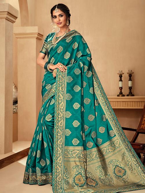 floral motif saree with blouse - 16642154 - Standard Image - 1