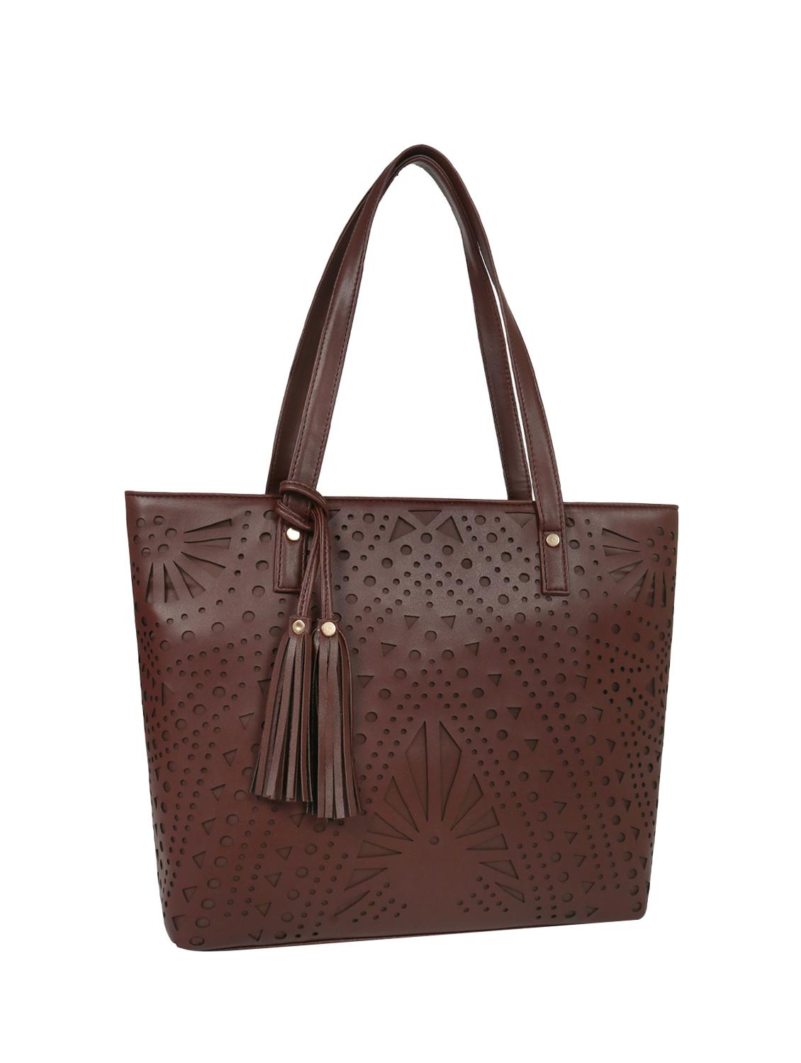 brown leatherette (pu) regular tote - 16642630 - Zoom Image - 4