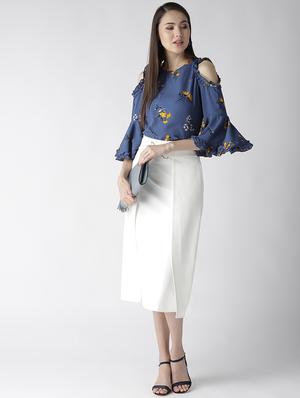cold shoulder ruffle detail floral top - 16642845 - Standard Image - 4