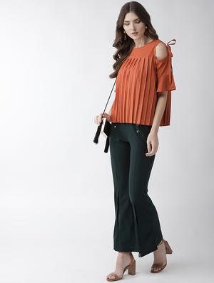 cold shoulder pleated top - 16642849 - Standard Image - 4