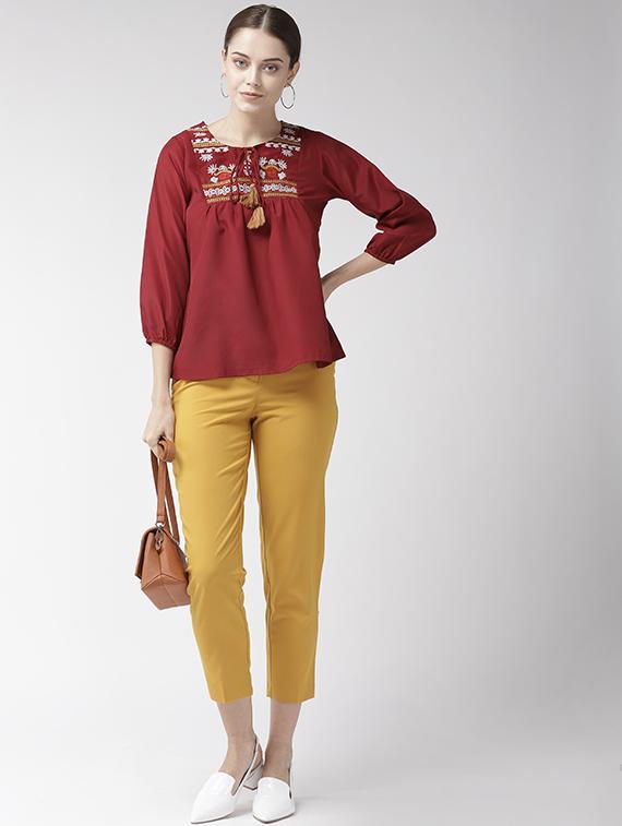 tassel tie up embroidered top - 16642877 - Zoom Image - 4