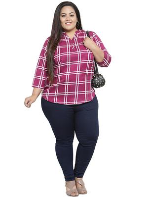 mandarin neck checkered top - 16642908 - Standard Image - 4