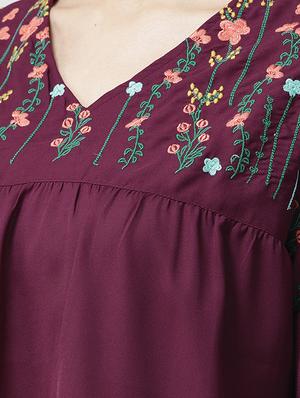 drop shoulder embroidered top - 16642909 - Standard Image - 4