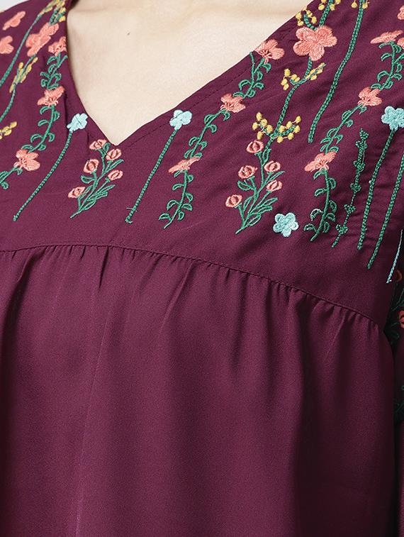 drop shoulder embroidered top - 16642909 - Zoom Image - 4