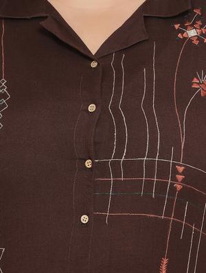 embroidered work a-line kurta - 16642930 - Standard Image - 4
