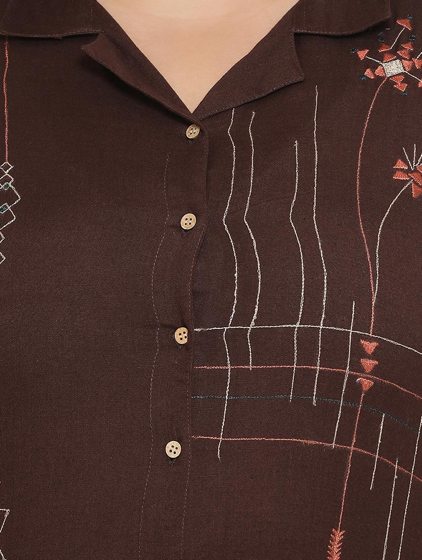 embroidered work a-line kurta - 16642930 - Zoom Image - 4