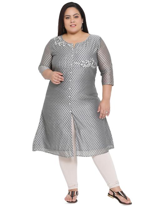 embroidered a-line kurta - 16642935 - Standard Image - 1