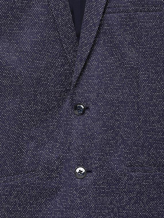 navy blue self design single breasted casual blazer - 16643072 - Zoom Image - 4