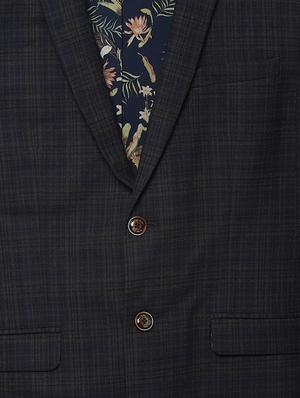 navy blue checkered single breasted casual blazer - 16643073 - Standard Image - 4