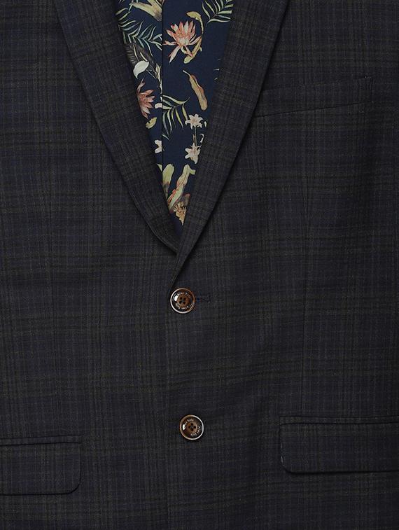 navy blue checkered single breasted casual blazer - 16643073 - Zoom Image - 4