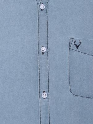 blue solid casual shirt - 16643106 - Standard Image - 4