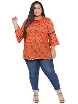 bell sleeved printed plus tunic - 16643521 - Standard Image - 4