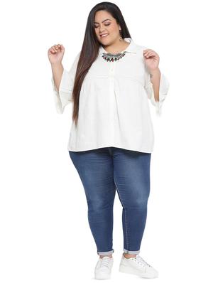 bell sleeved solid tunic with neck piece - 16643523 - Standard Image - 4