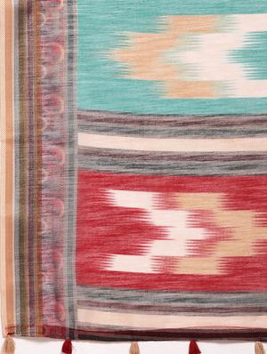 printed woven saree with blouse - 16643862 - Standard Image - 4