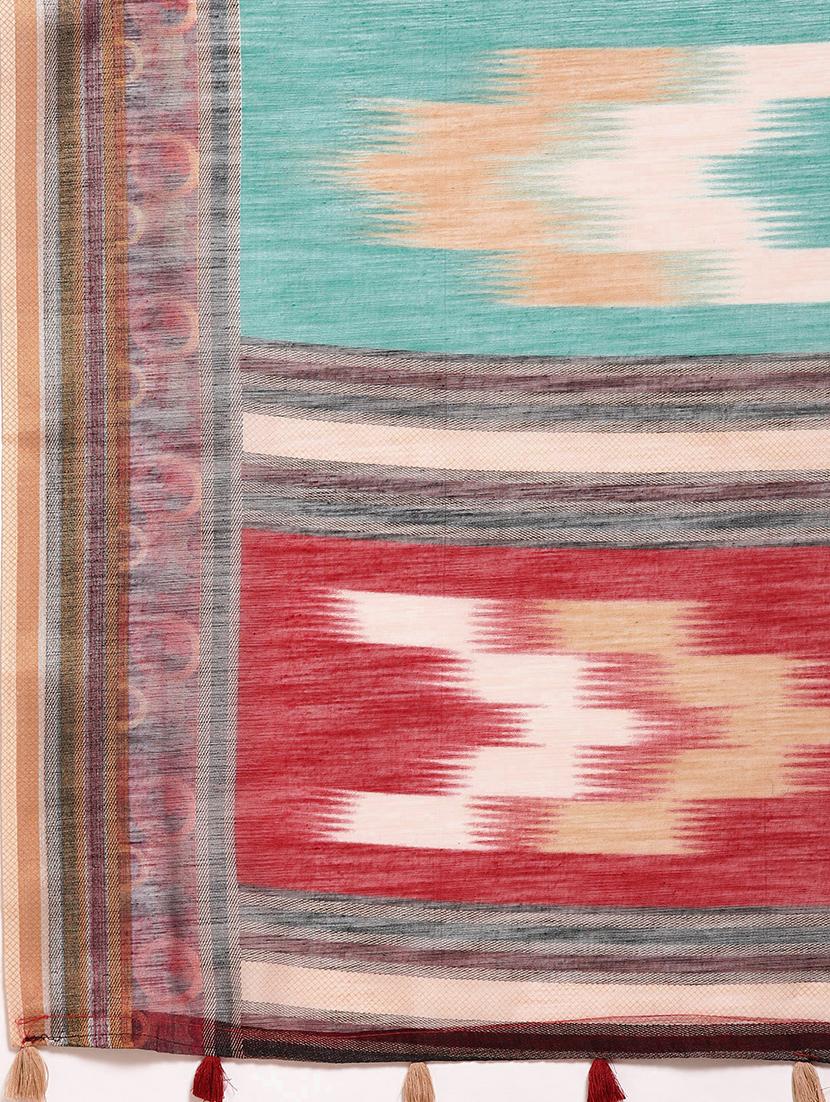 printed woven saree with blouse - 16643862 - Zoom Image - 4