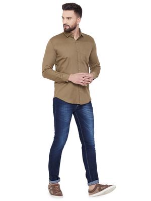 brown solid casual shirt - 16643976 - Standard Image - 4