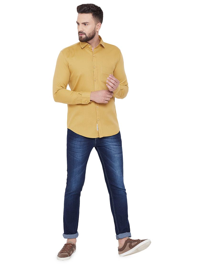 mustard solid casual shirt - 16643981 - Zoom Image - 4