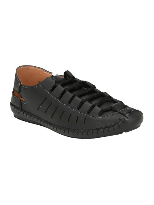 black leatherette slip on sandals - 16644004 - Standard Image - 1