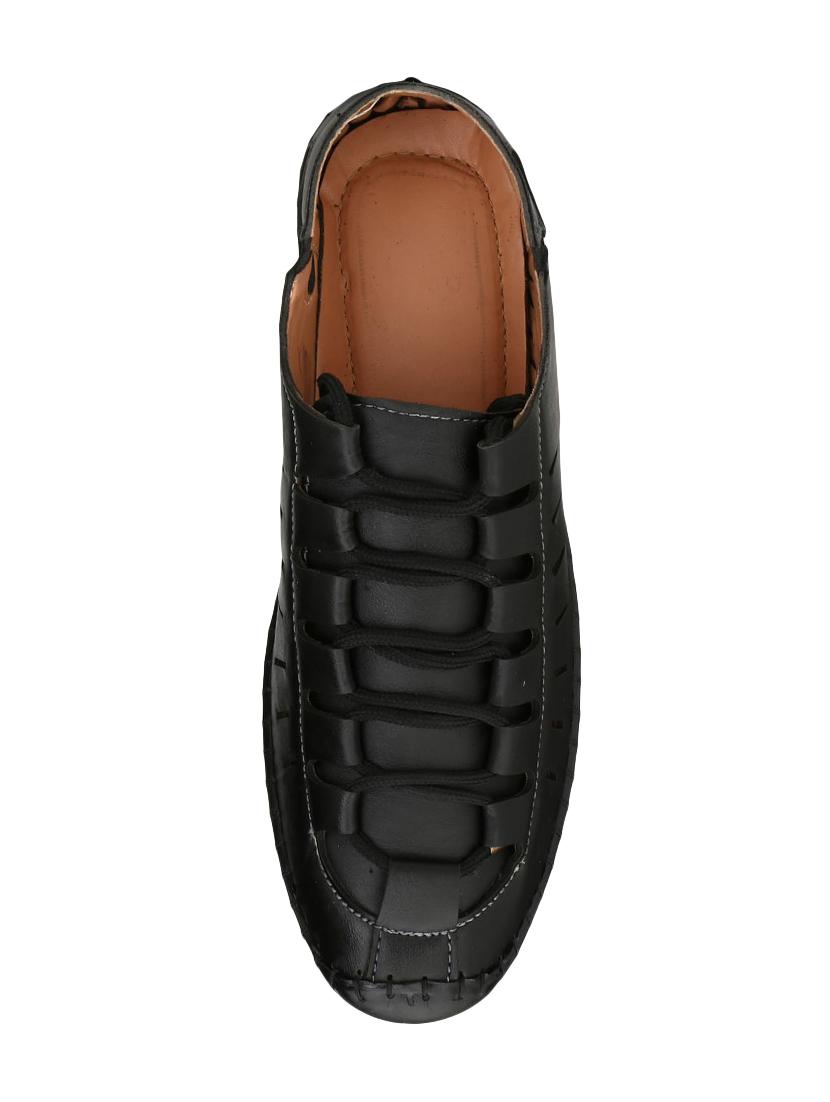black leatherette slip on sandals - 16644004 - Zoom Image - 4