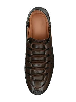 brown leatherette slip on sandals - 16644005 - Standard Image - 4