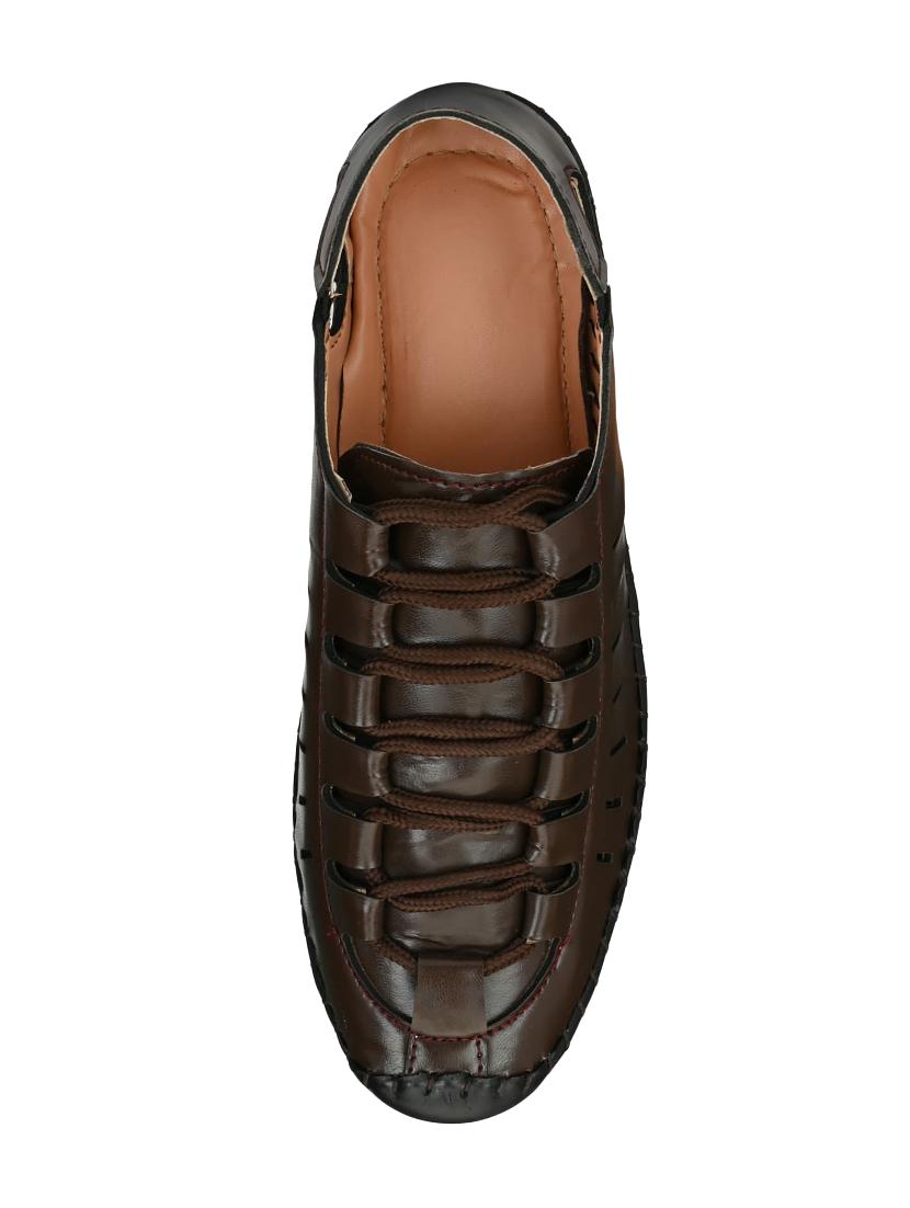 brown leatherette slip on sandals - 16644005 - Zoom Image - 4