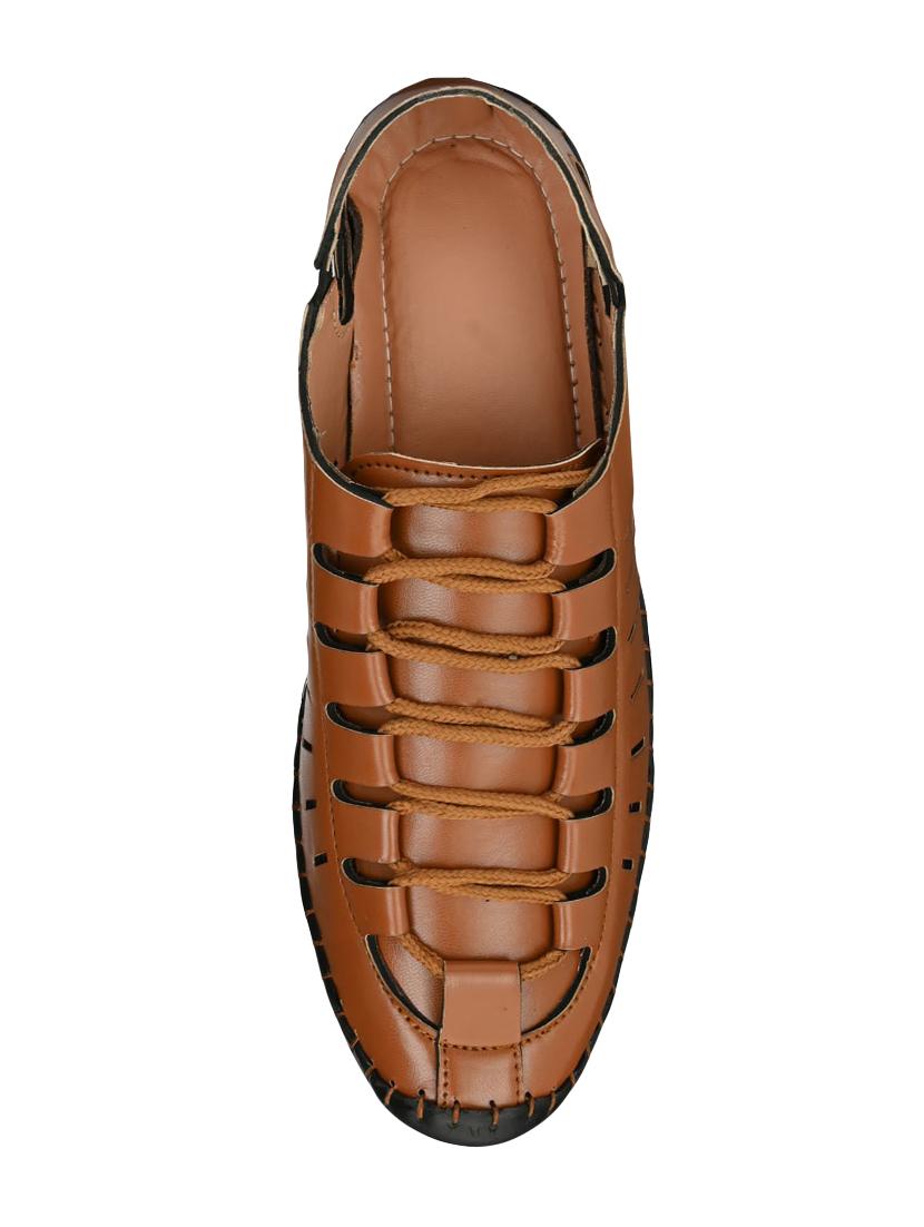 tan leatherette slip on sandals - 16644006 - Zoom Image - 4
