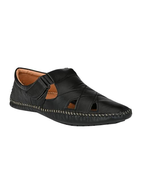 black leatherette slip on sandals - 16644010 - Standard Image - 1