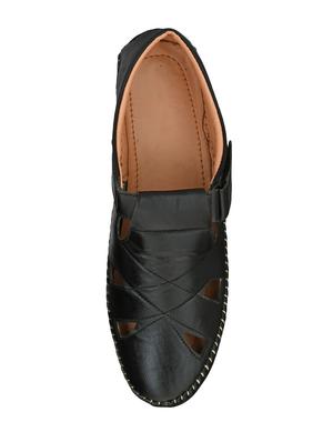 black leatherette slip on sandals - 16644010 - Standard Image - 4