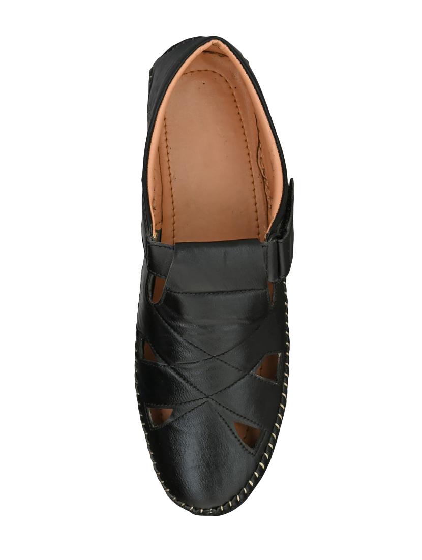 black leatherette slip on sandals - 16644010 - Zoom Image - 4