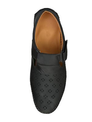 black leatherette slip on sandals - 16644014 - Standard Image - 4