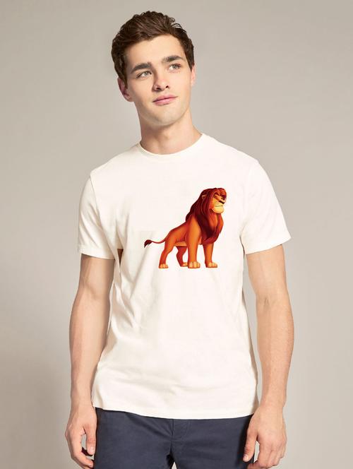 beige chest print t-shirt - 16644175 - Standard Image - 1