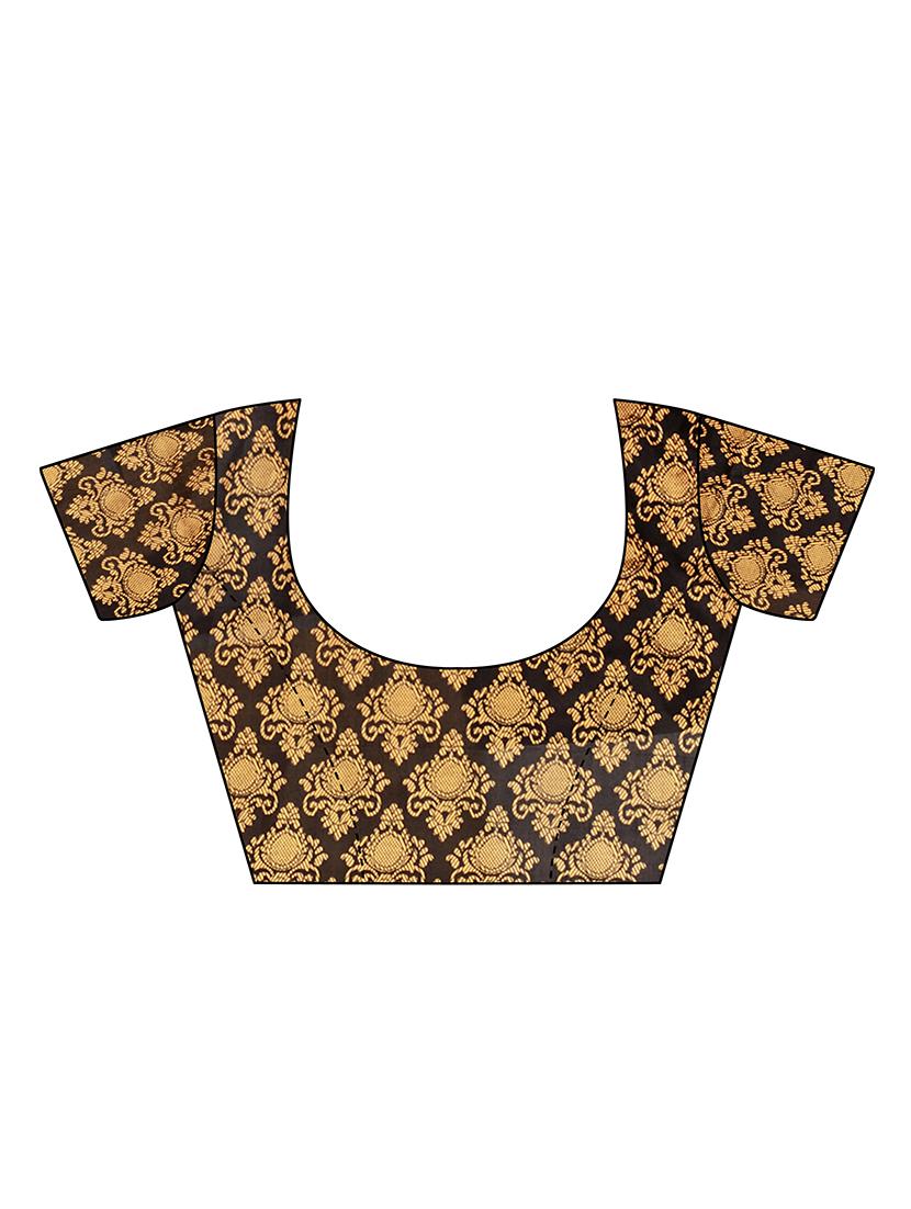 self-design banarasi saree with blouse - 16644660 - Zoom Image - 4