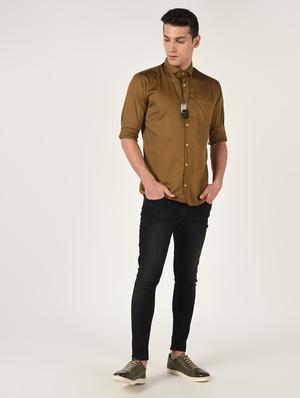 brown solid casual shirt - 16644702 - Standard Image - 4