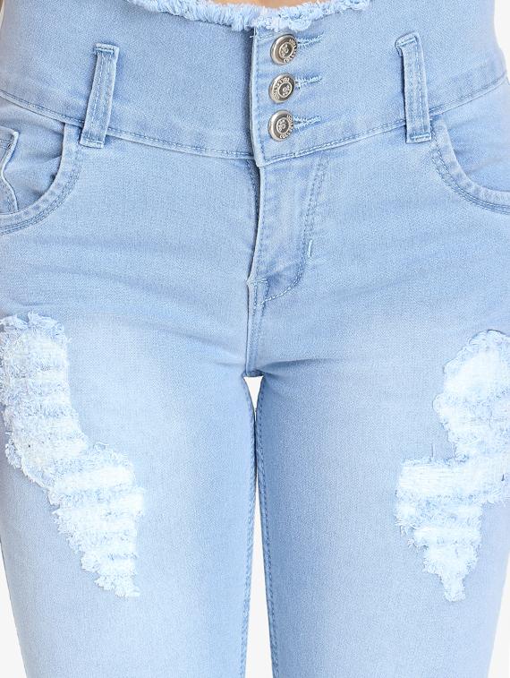 button detail distressed jeans - 16644882 - Zoom Image - 4