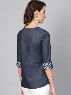 button detail denim top - 16645021 - Standard Image - 4