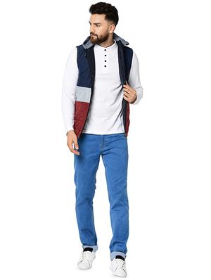 navy blue color block reversible quilted jacket - 16645382 - Standard Image - 4