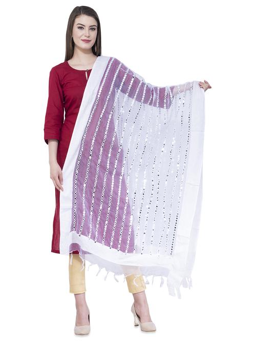 mirror work plain dupatta - 16645546 - Standard Image - 1