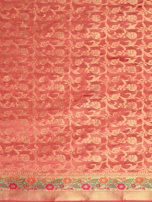 self-deign banarasi saree with blouse - 16645640 - Standard Image - 4