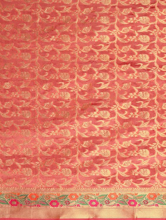 self-deign banarasi saree with blouse - 16645640 - Zoom Image - 4