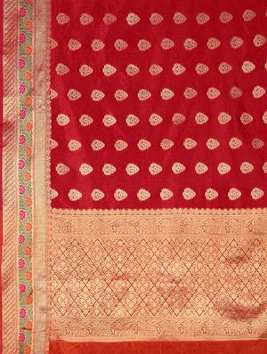 self-deign banarasi saree with blouse - 16645641 - Standard Image - 4