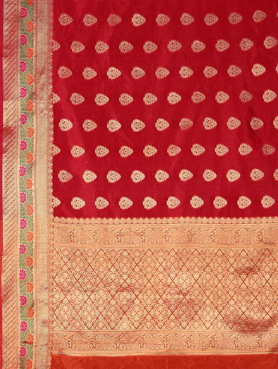 self-deign banarasi saree with blouse - 16645641 - Zoom Image - 4