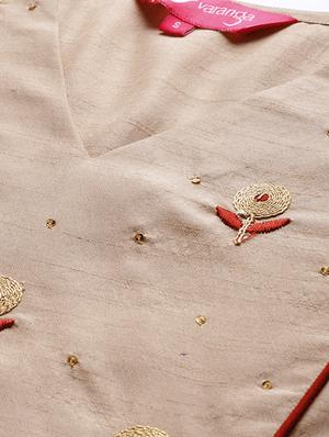 zari embroidered kurta with palazzo set - 16645739 - Standard Image - 4
