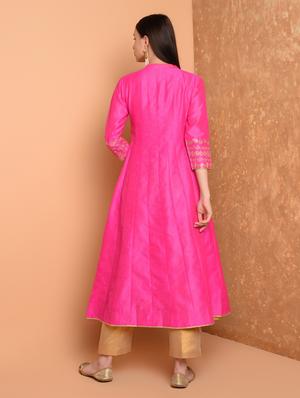 embroidered kalidaar kurta with pant set - 16645791 - Standard Image - 4