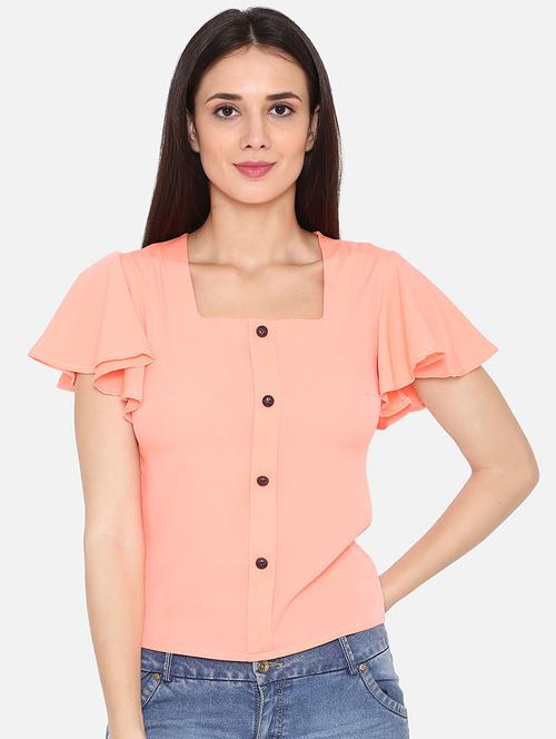 square neck bell sleeved top - 16645879 - Standard Image - 1
