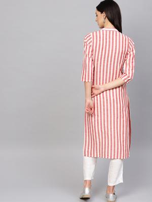 striped straight kurta - 16645933 - Standard Image - 4