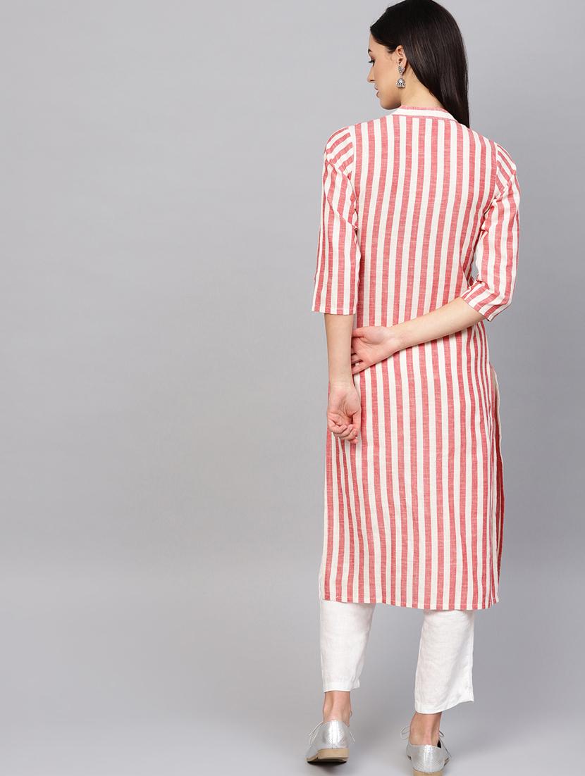 striped straight kurta - 16645933 - Zoom Image - 4